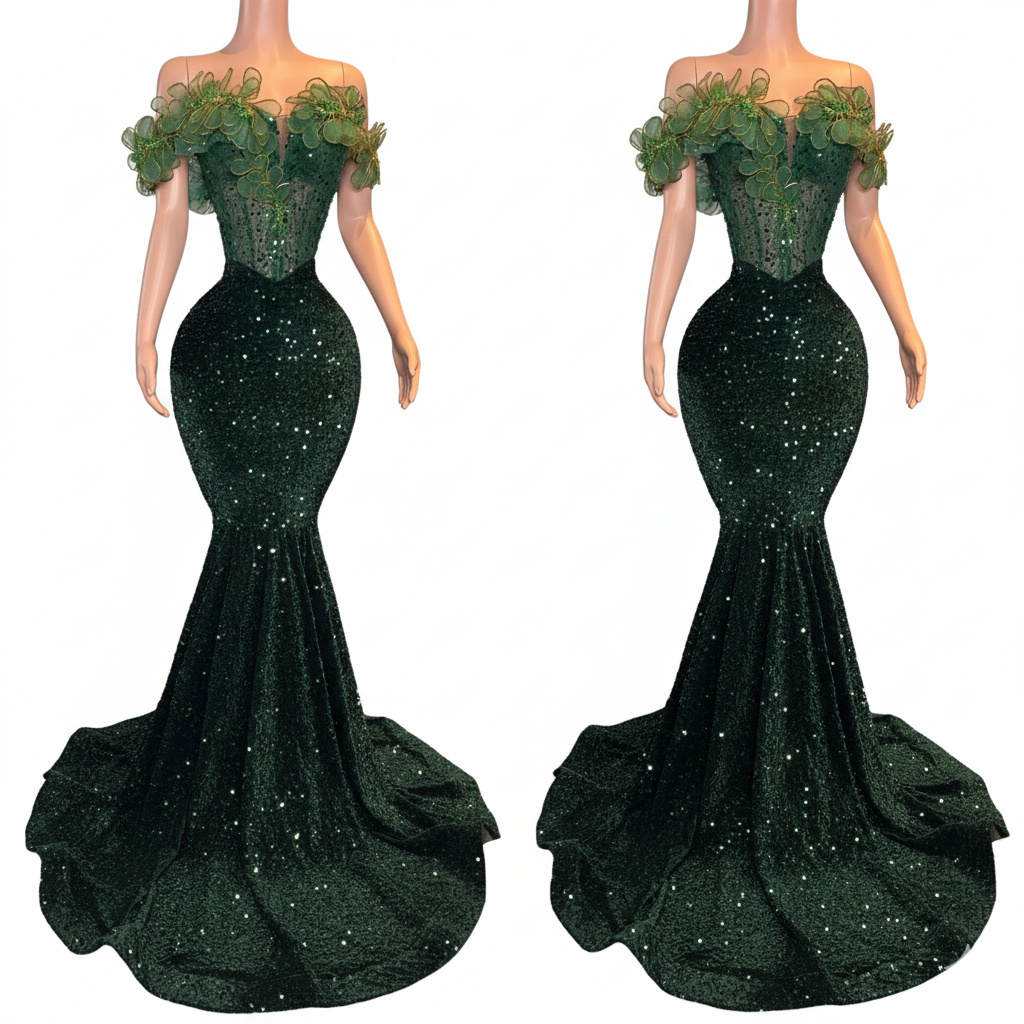 GREEN MERMAID SPARKLE LAVISH DRESS