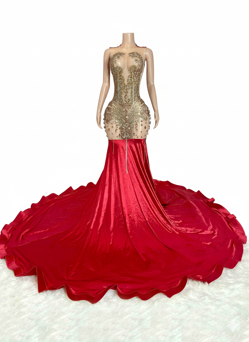 RED CHERRY LAVISH DRESS