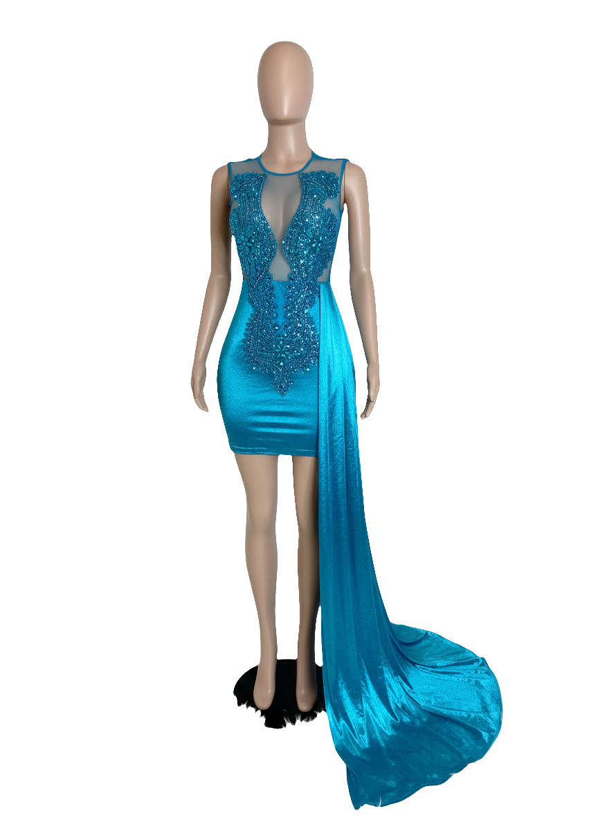 BLU SILK LAVISH DRESS