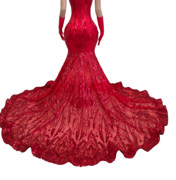 RED PASSION MERMAID LAVISH DRESS