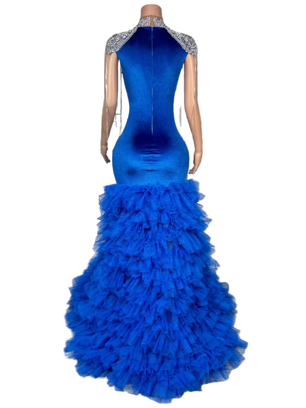 NEFERTITI BLEU RUFFLE LAVISH DRESS