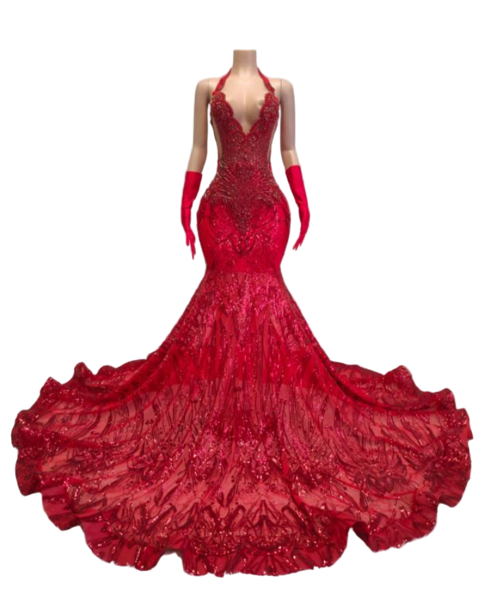 RED PASSION MERMAID LAVISH DRESS